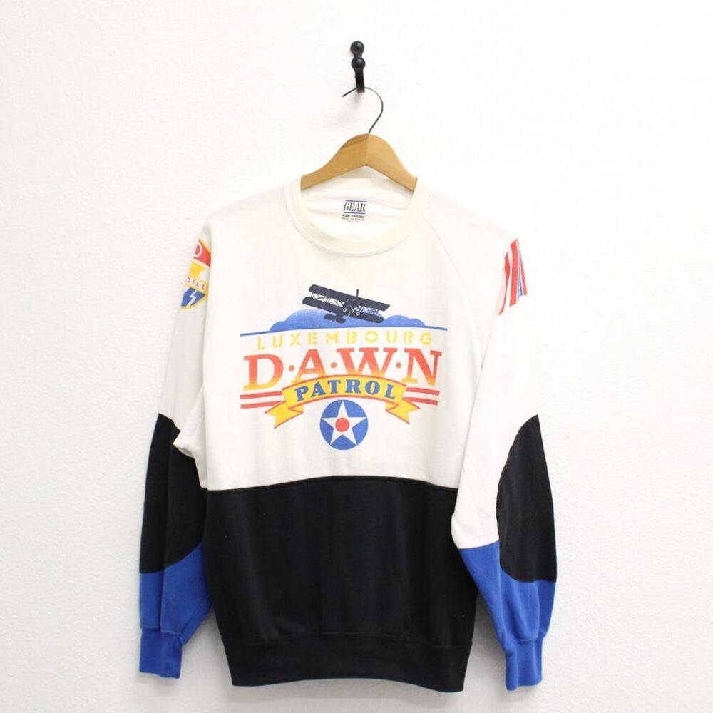 Vintage Luxembourg Dawn Patrol Airplane Sweatshirt Large